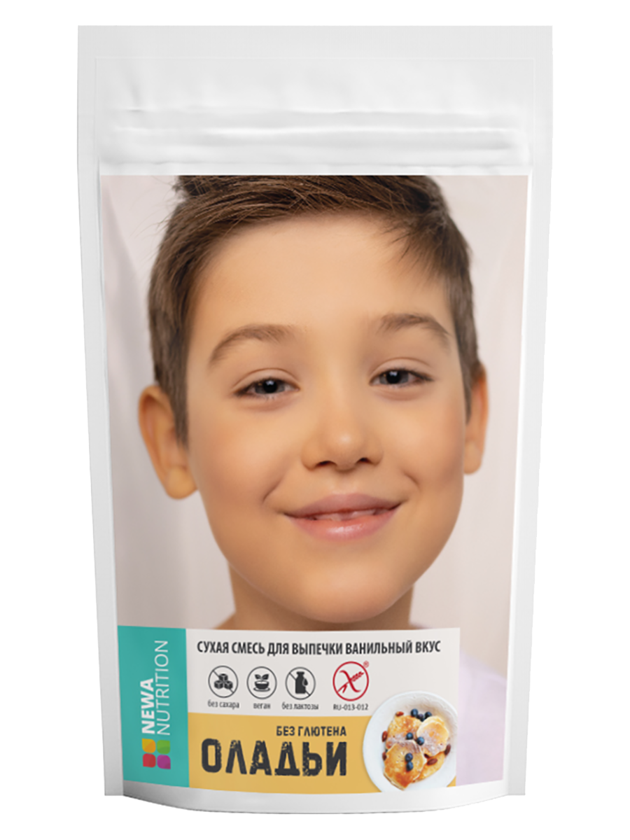 

Безглютеновая сухая смесь для оладий, ванильный вкус, 350 г, Newa Nutrition