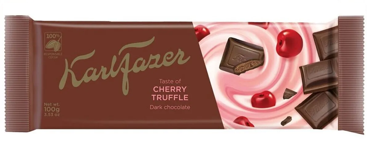 

Шоколад Fazer темный с трюфельной начинкой со вкусом вишни 100 г