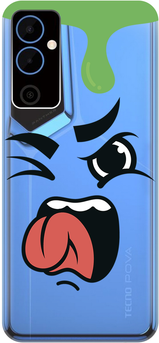 

Силиконовый чехол на Tecno Pova Neo 2 "Nasty Face", Прозрачный;зеленый;белый, 20001476