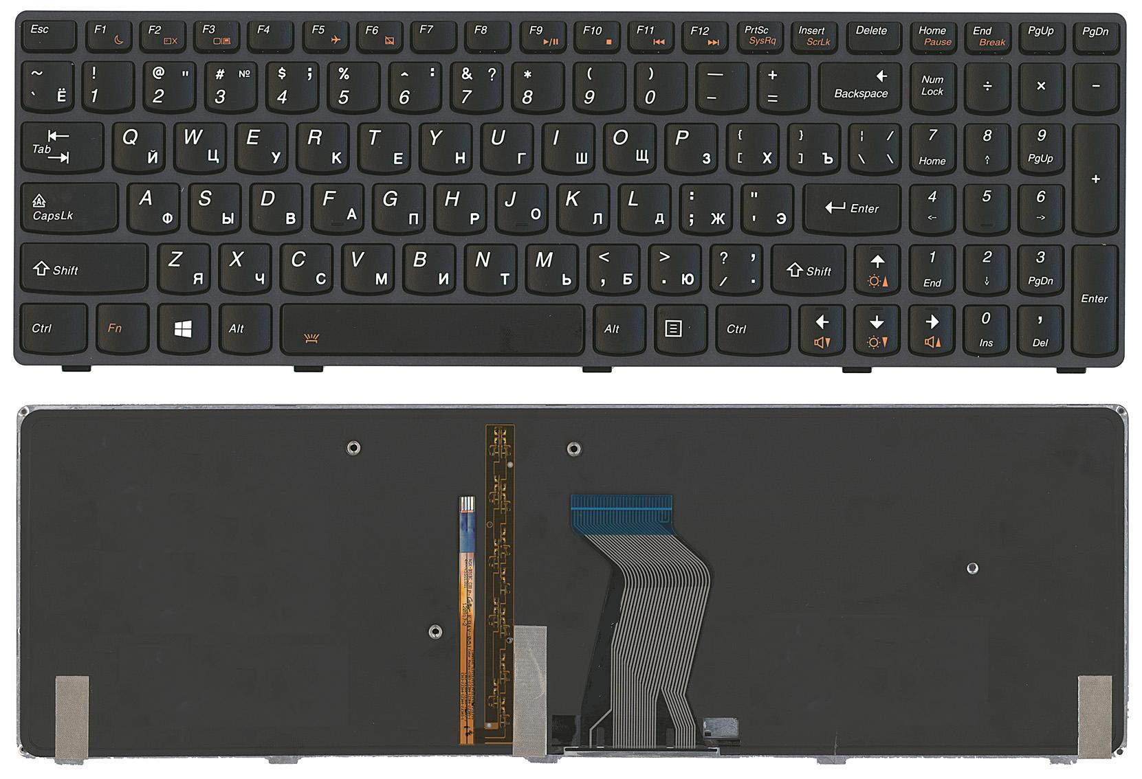 

Клавиатура OEM для ноутбука Lenovo IdeaPad Y580 черная с черной рамкой с подсветкой