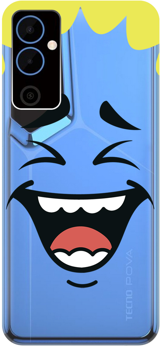 

Силиконовый чехол на Tecno Pova Neo 2 "Laughing Face", Прозрачный;желтый;белый;красный, 20001476