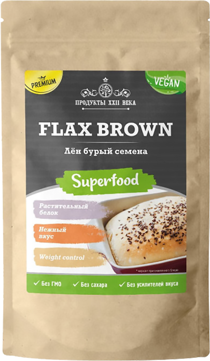 

Лен бурый, семена, 400 г, Продукты XXII века