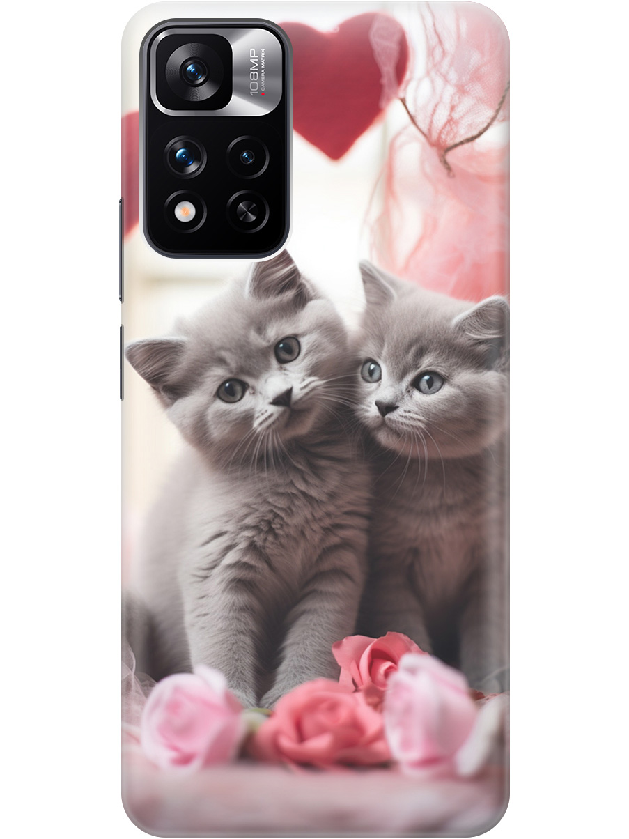 

Чехол на Xiaomi Redmi Note 11 Pro+ 5G / Xiaomi 11i "Котики и сердечки", Красный;серый, 20000753