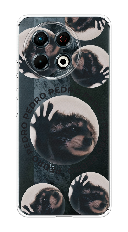 

Чехол на Tecno Spark 30 Pro Pedro енот, Черный;бежевый;прозрачный, 309850-1