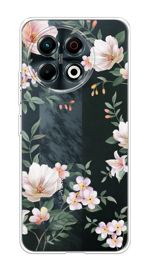 

Чехол на Tecno Spark 30 Pro Beautiful white flowers, Бежевый;зеленый, 309850-1