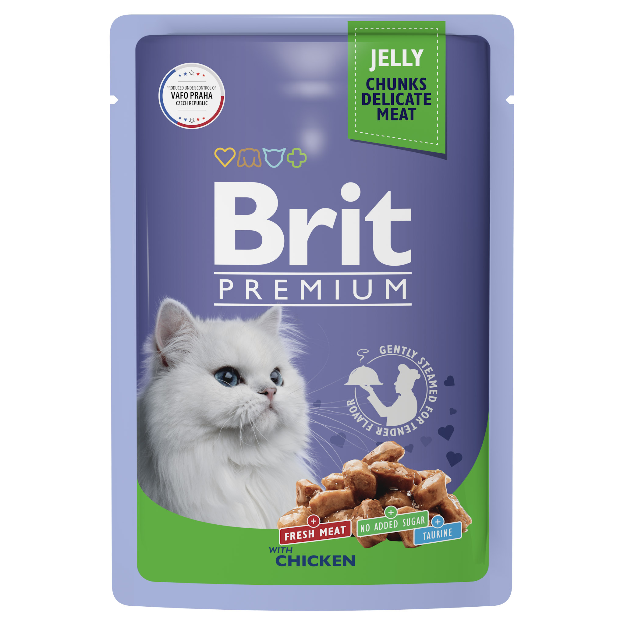 Влажный корм для кошек Brit Premium курица в желе 85г 66₽