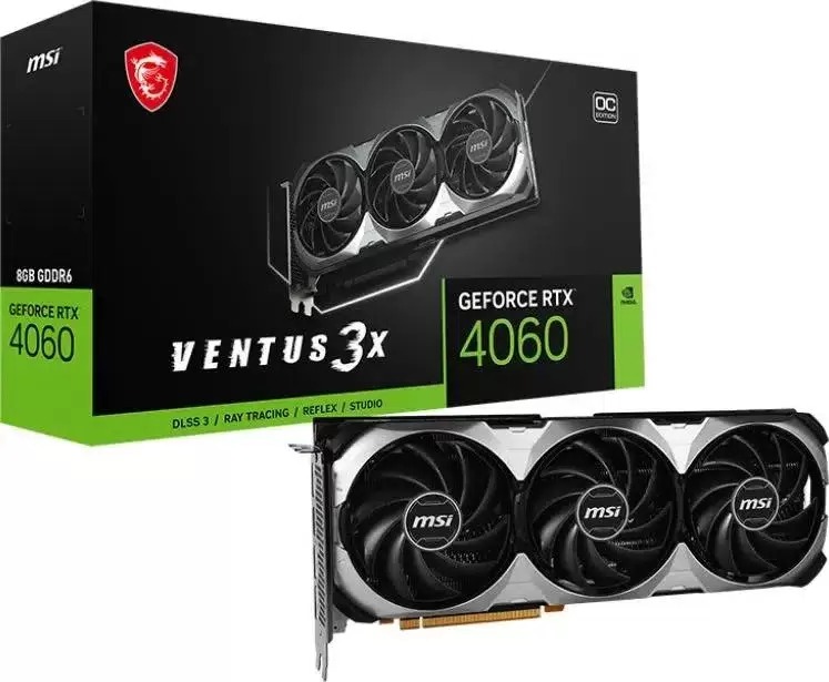 

Видеокарта MSI Ventus 3X RTX4060 8GB [RTX 4060 VENTUS 3X 8GOC], GeForce RTX 4060 VENTUS 3X OC