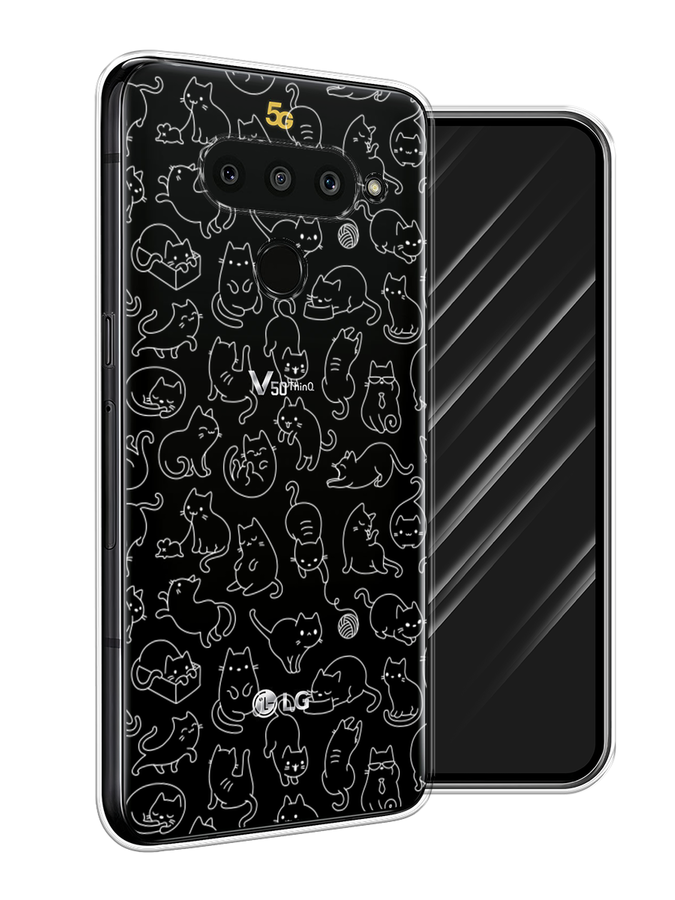

Чехол Awog на LG V50 ThinQ "Шкодливые котики", Черный;белый;серый, 83850-2