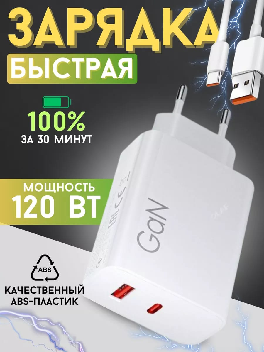 

Сетевое зарядное устройство Xiaomi 120W Power Adapter Suit 2n1 с кабелем type-C-UZB, Power Adapter Suit