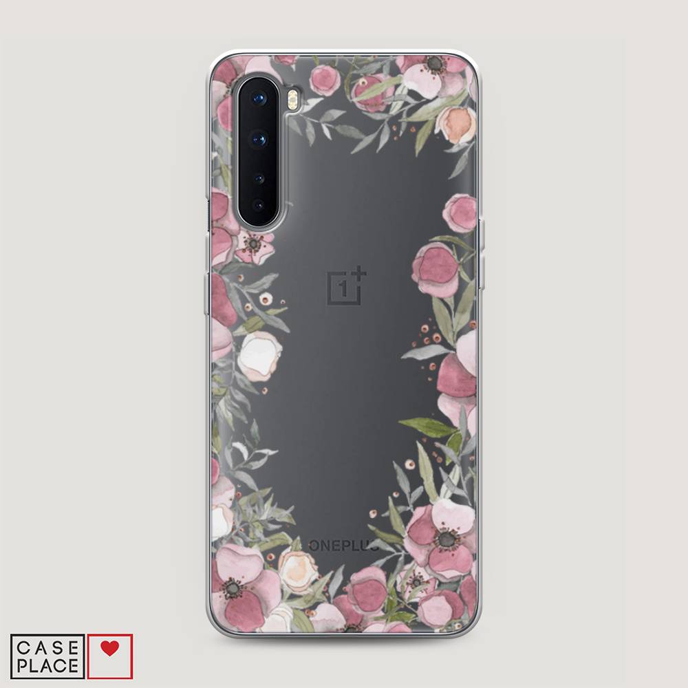 фото Чехол awog "розовая цветочная рамка" для oneplus nord