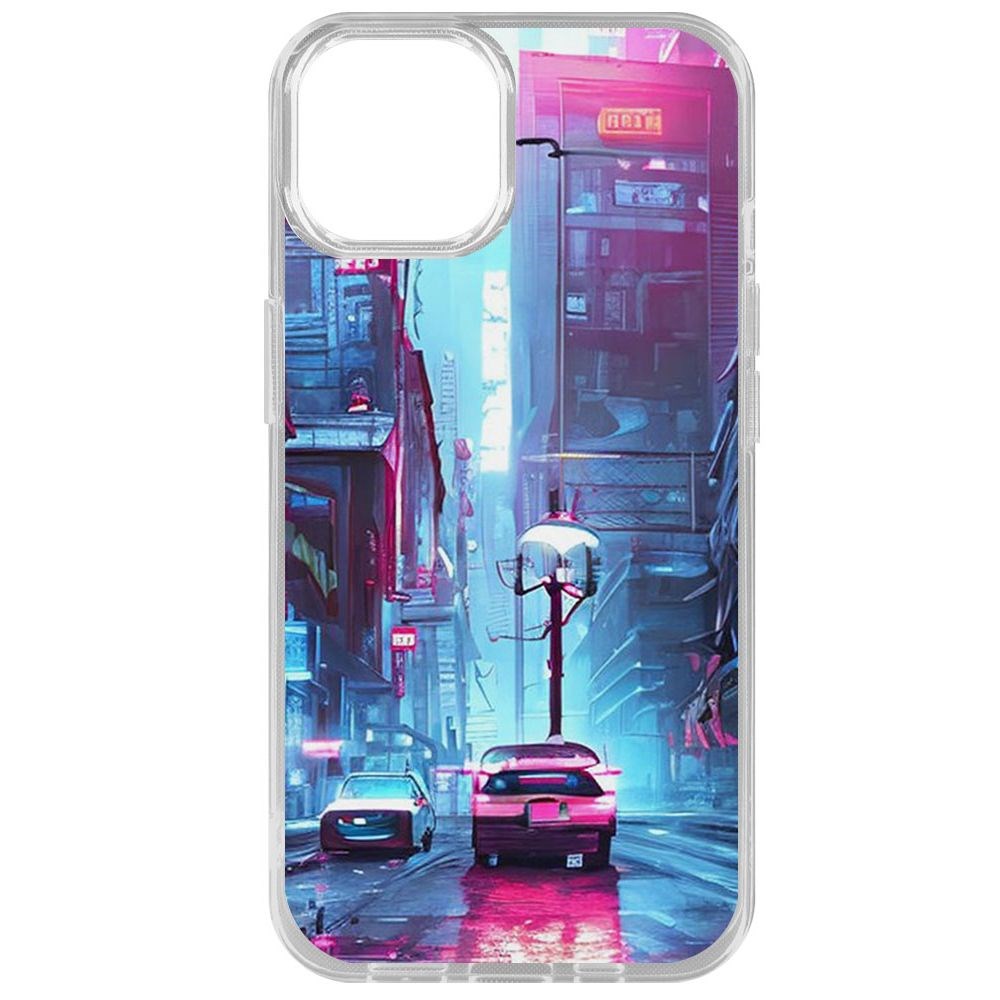 

Чехол-накладка Krutoff Clear Case Киберпанк Улица для iPhone 14, Прозрачный