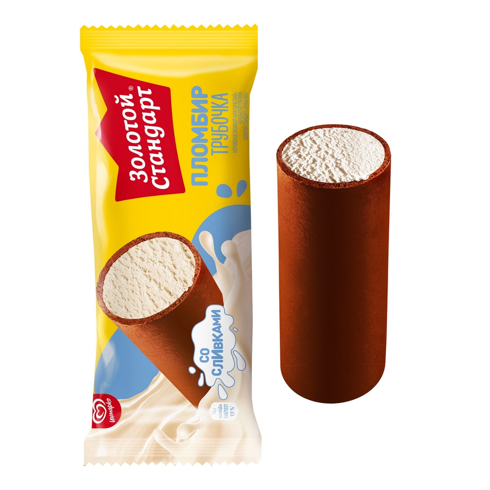 Мороженое пломбир Золотой Стандарт в шоколадной глазури 12% бзмж 74 г