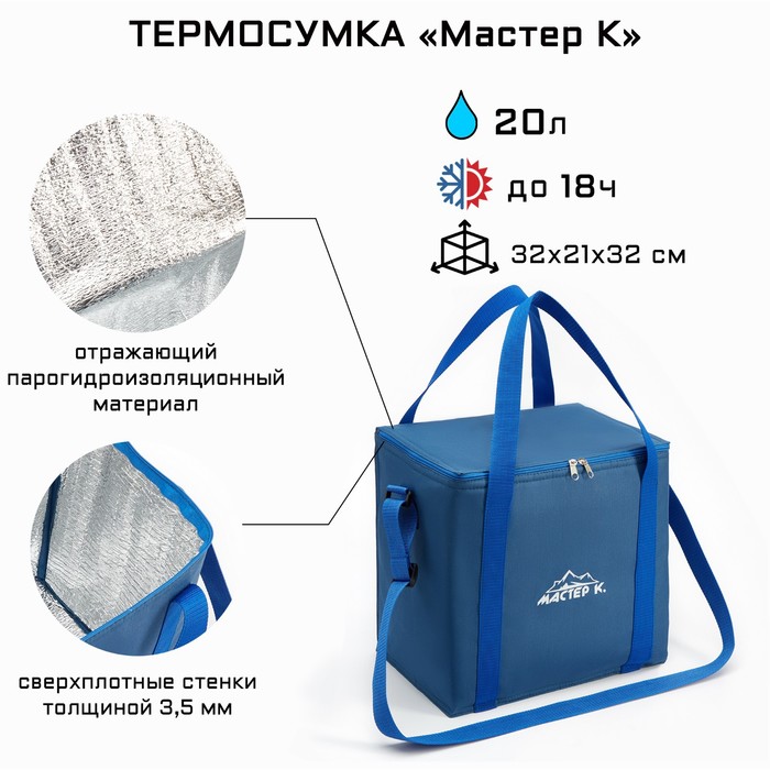 Мастер К Термосумка, 20 л, 32 х 21 х 32 см, синяя