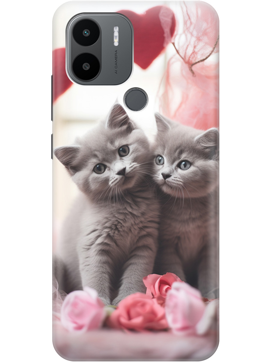 

Чехол на Xiaomi Redmi A1+ / A2+ / Poco C50 / C51 "Котики и сердечки", Красный;серый, 20000731