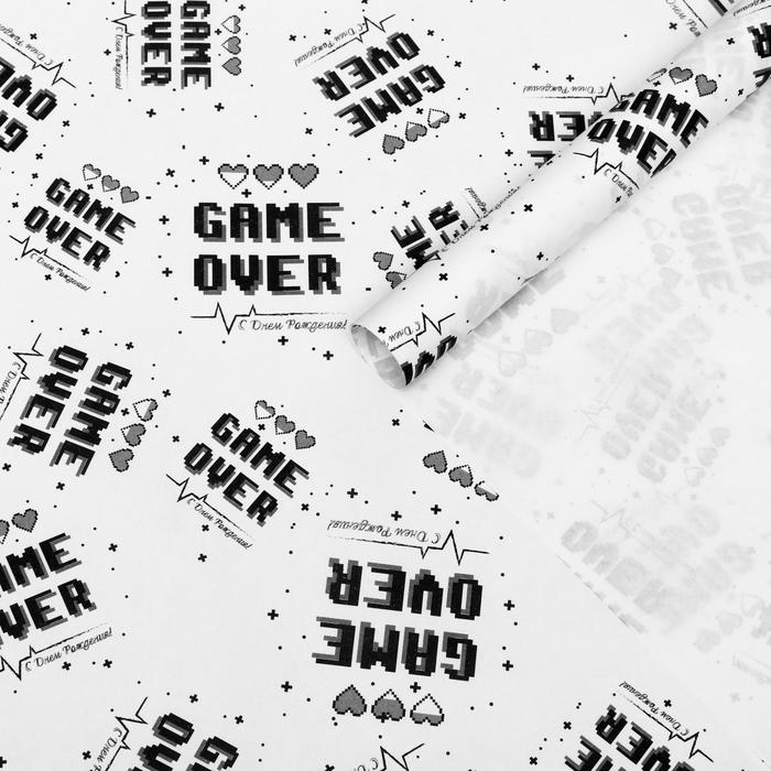 

Бумага упаковочная крафт "Game Over", 0,5 х 0,7 м, Упаковка с приколами