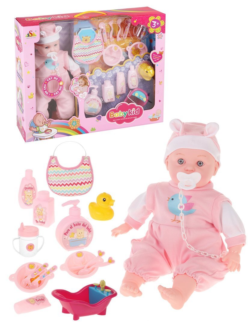 

Кукла-пупс Наша Игрушка Мой малыш, 40 см, озвучен, 15 предметов, коробка