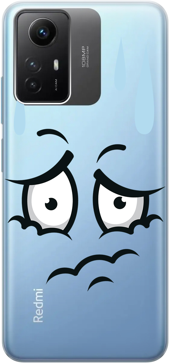 

Силиконовый чехол на Xiaomi Redmi Note 12s "Confused Face", Прозрачный;белый;голубой, 20001468