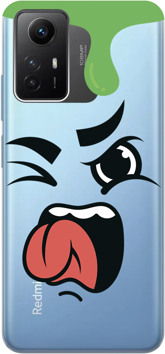 

Силиконовый чехол на Xiaomi Redmi Note 12s "Nasty Face", Прозрачный;зеленый;белый, 20001468