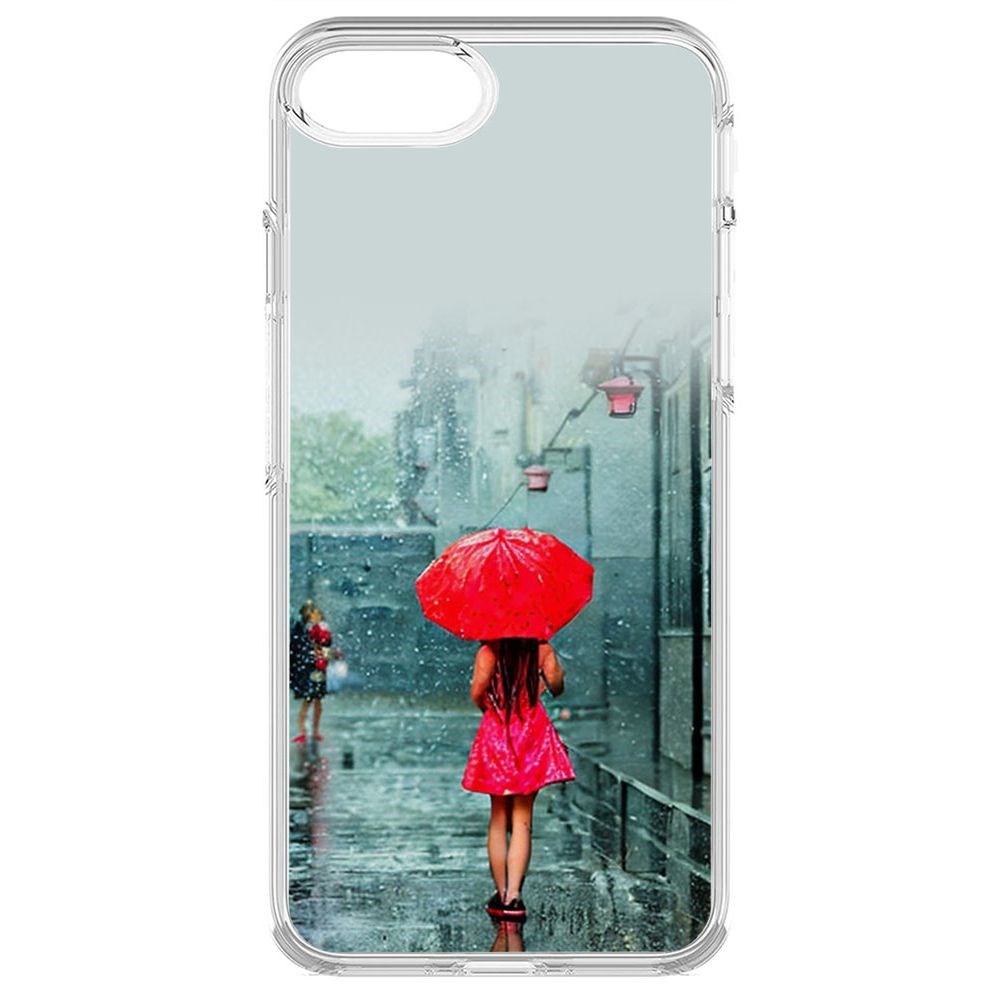 

Чехол-накладка Krutoff Clear Case Красный зонтик для iPhone 6, Прозрачный
