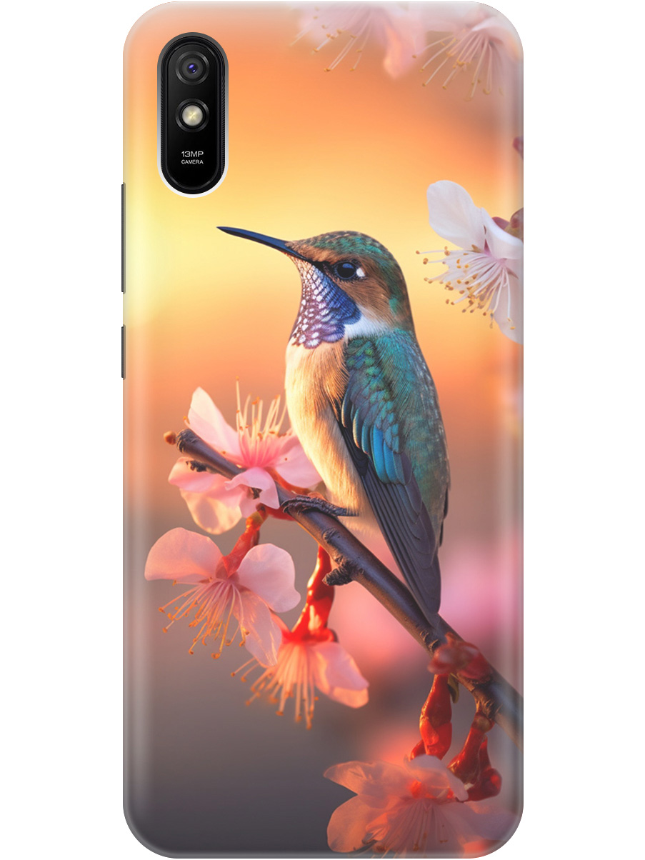 

Силиконовый чехол на Xiaomi Redmi 9A с рисунком "Птичка и закат", Желтый;красный, 20001194