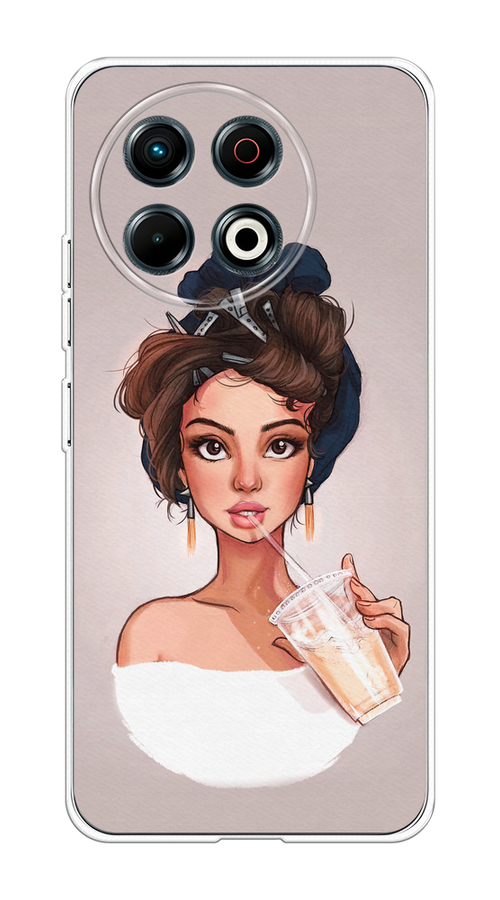 

Чехол на Tecno Spark 30 Pro Девушка с фраппе, Серый, 309850-1