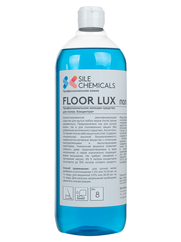 фото Моющее средство для пола floor lux мох sile chemicals, малопенное, концентрат, италия, 1л