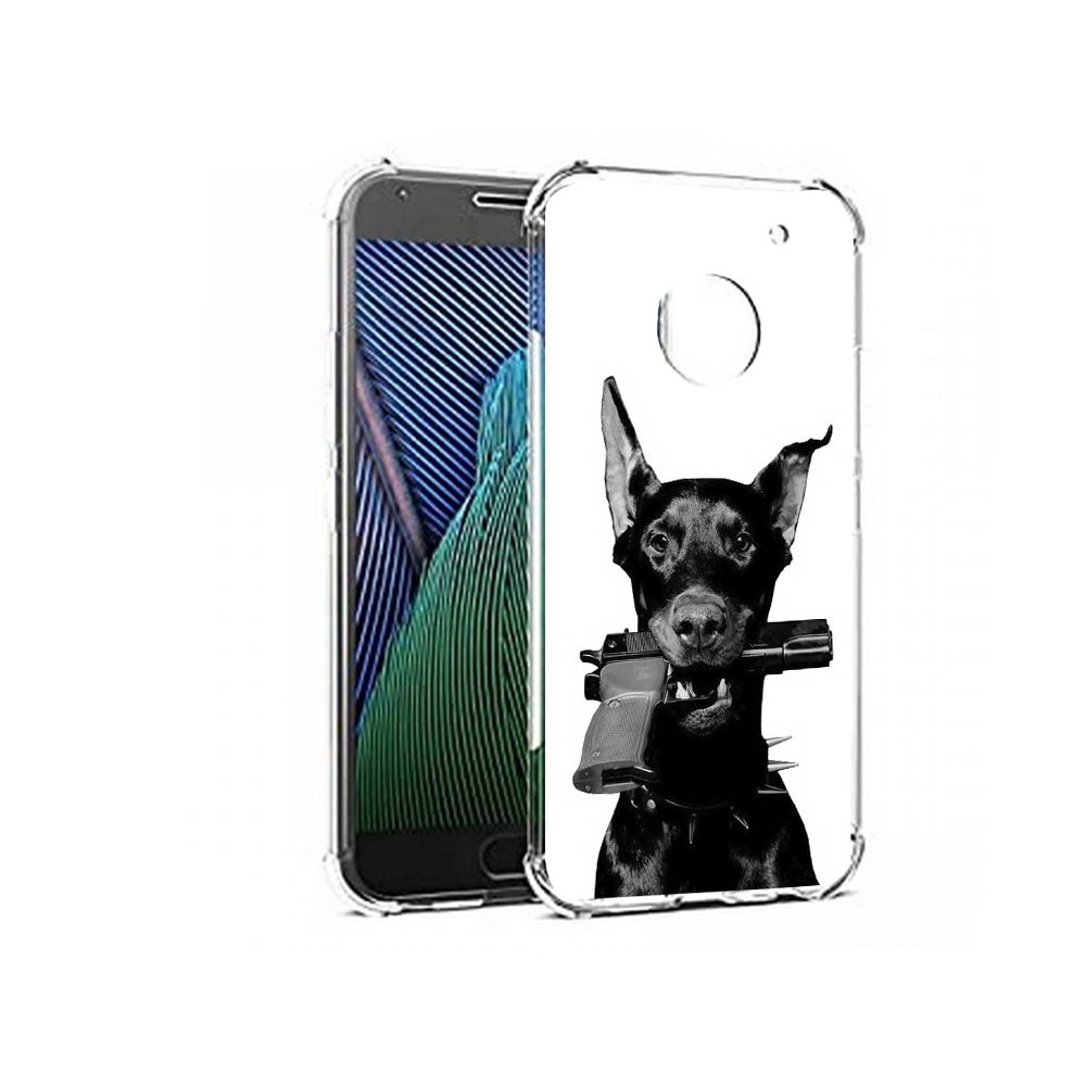 

Чехол MyPads Tocco для Motorola Moto G5 доберман с пистолетом (PT67504.367.331), Прозрачный, Tocco