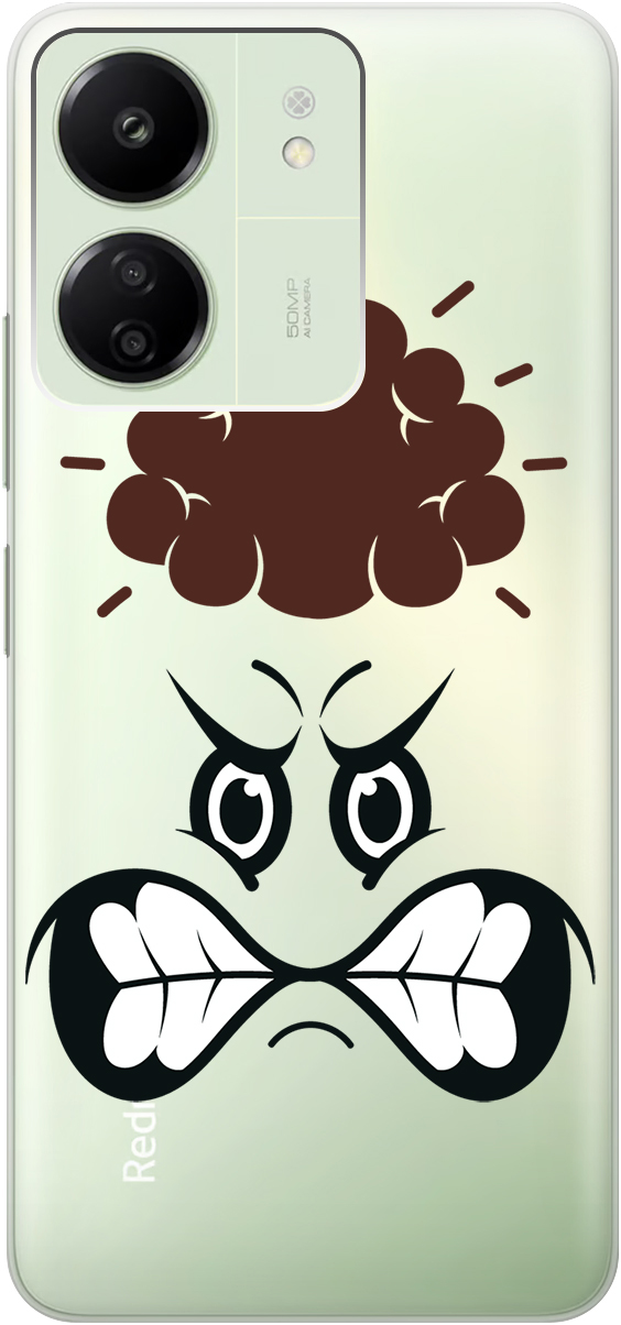 

Силиконовый чехол на Xiaomi Redmi 13C / Poco C65 "Angry Face", Прозрачный;красный;белый;коричневый;черный, 20001464