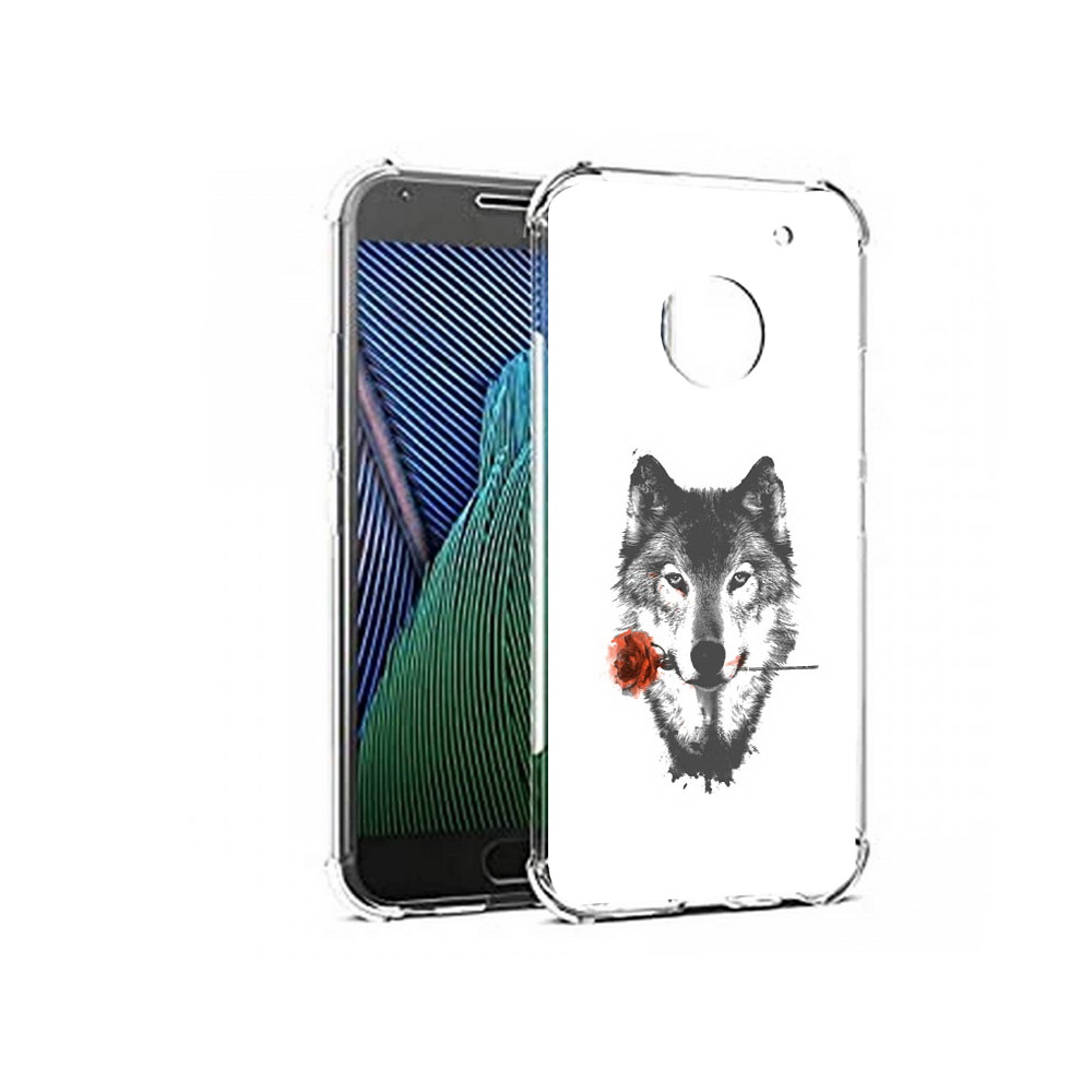 

Чехол MyPads Tocco для Motorola Moto G5 волк с розой (PT67504.367.270), Прозрачный, Tocco