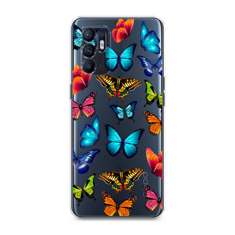 фото Силиконовый чехол "разные бабочки" на oppo reno 6 awog