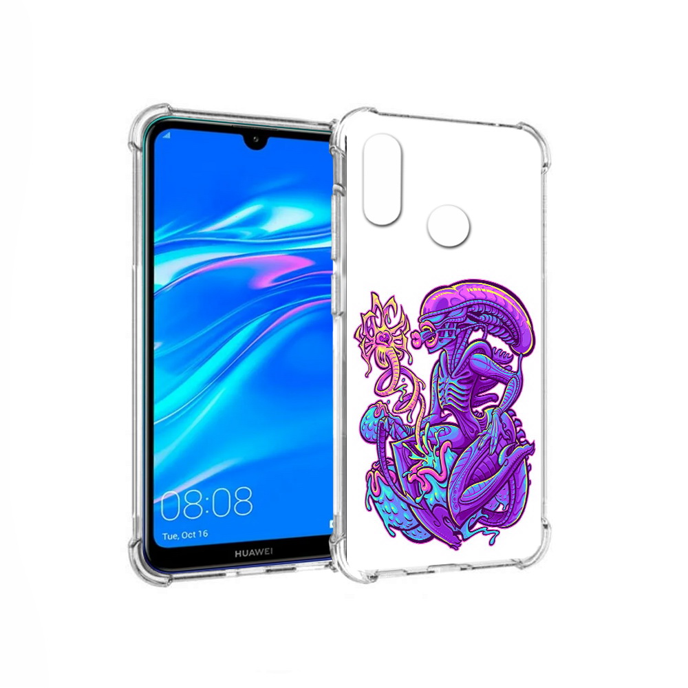 

Чехол MyPads Tocco для Huawei Y9 чужой фиолетовый цвет (PT227091.35.693), Прозрачный, Tocco