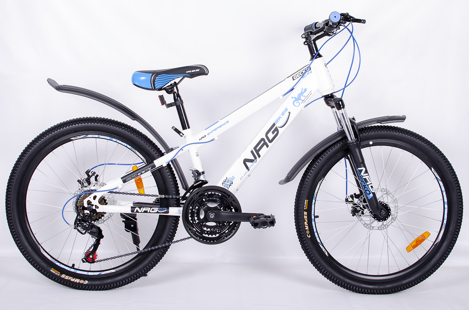 

Велосипед NRG BIKES GECKO 24''/12'' white-black-blue, Черный, GECKO