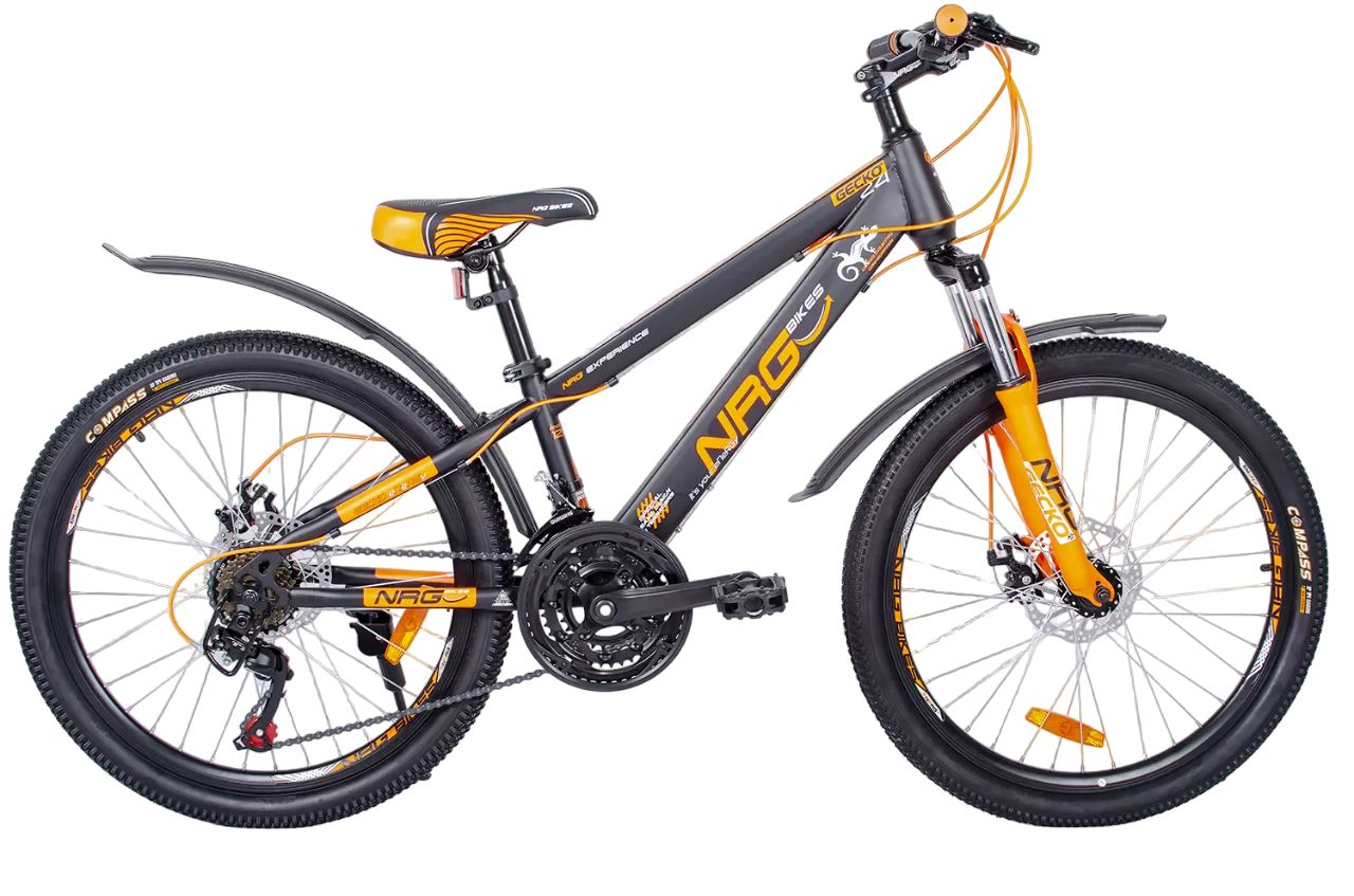 

Велосипед NRG BIKES GECKO 24''/12'' black-orange-white, Черный, GECKO