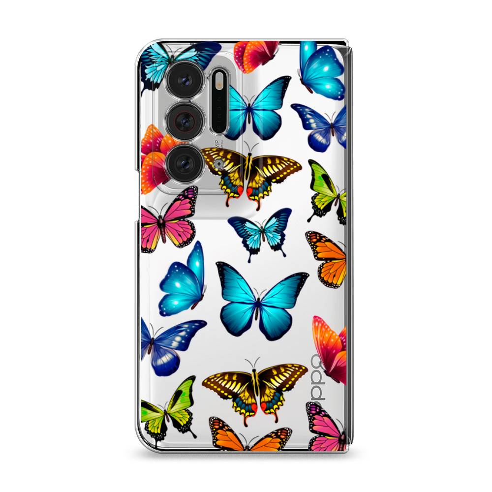 фото Силиконовый чехол "разные бабочки" на oppo find n awog