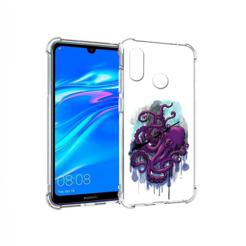 

Чехол MyPads Tocco для Huawei Y9 фиолетовый осьминог (PT227091.35.658), Прозрачный, Tocco