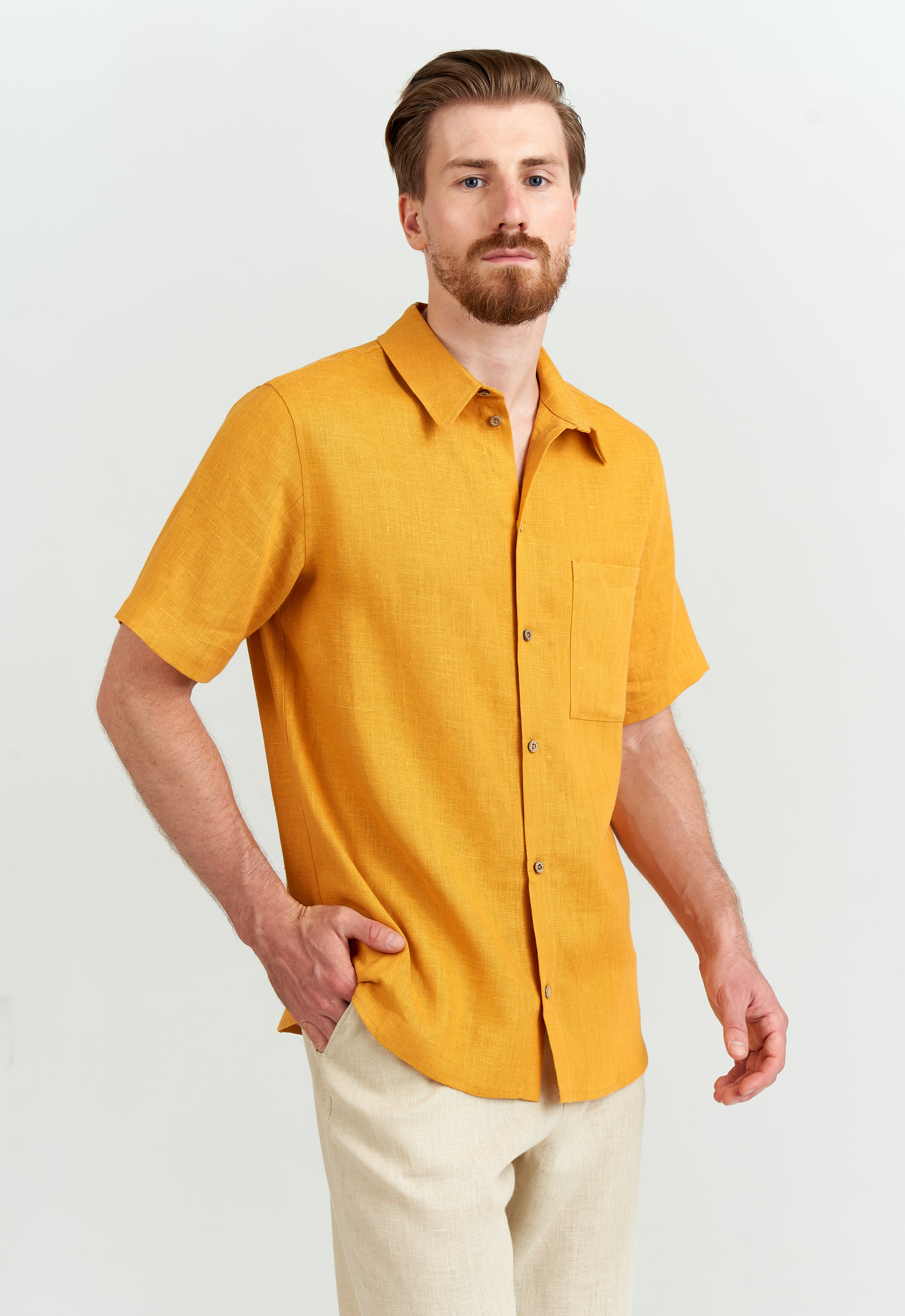 Рубашка мужская TIS РБ 23-15 желтая 58 RU