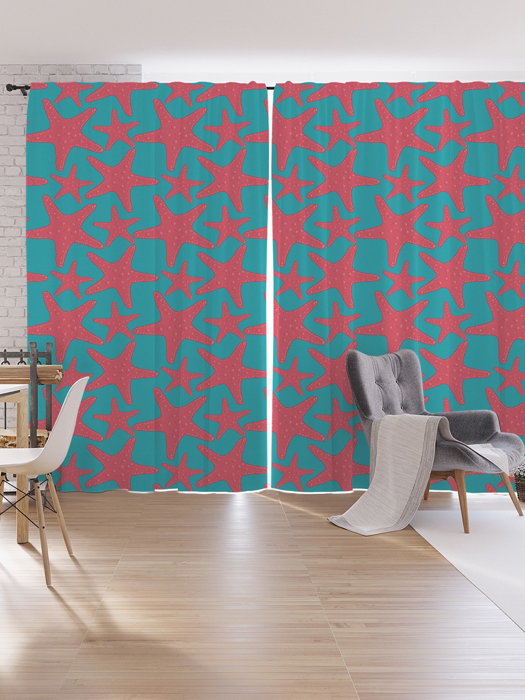 

Шторы под лён JoyArty "Плоскость морских звезд", серия Oxford DeLux, 340х265 см, Плоскость морских звезд