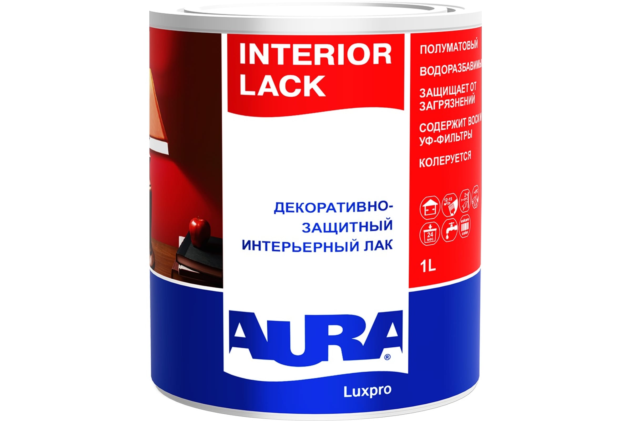 Лак для отделки деревянных поверхностей AURA Interior Lack 1 л полуматовый интерьерный сувенир интерьерный