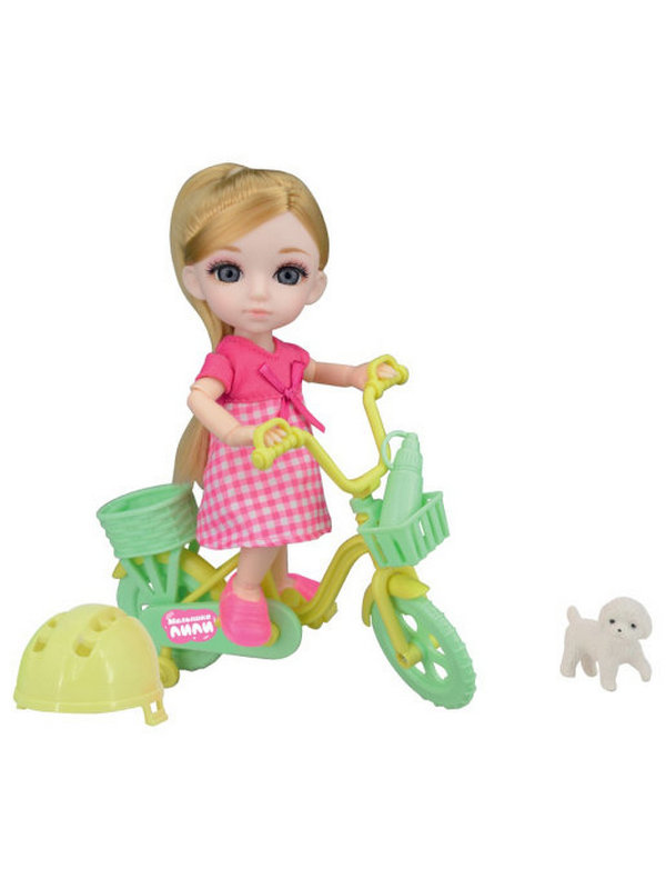 Кукла Funky Toys Малышка Лили, на велосипеде с собачкой, 16 см, Funky toys