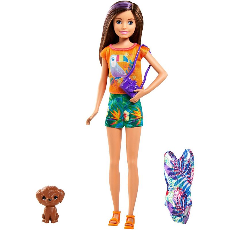 

Кукла Barbie Скиппер, брюнетка в шортах, с питомцем и аксессуарами