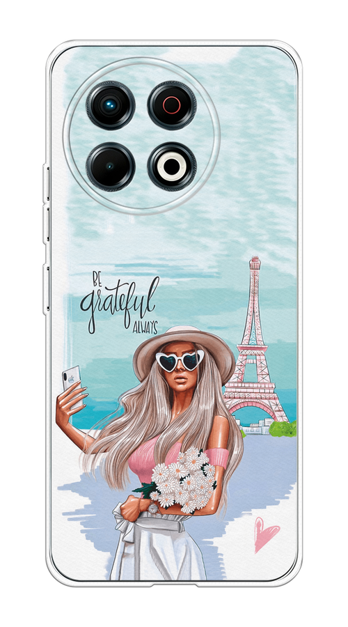 

Чехол на Tecno Spark 30 Pro Селфи Париж, Голубой;бежевый, 309850-1