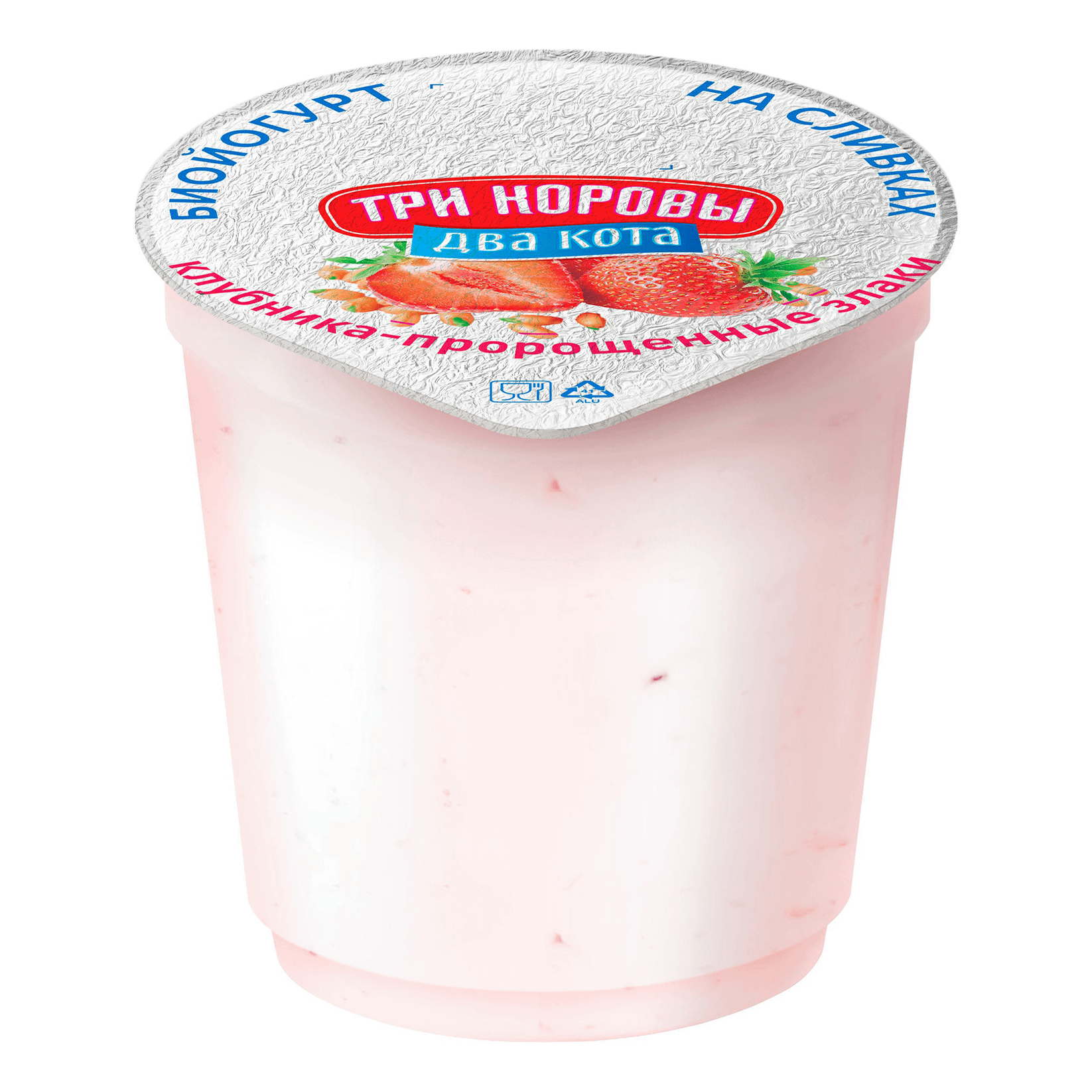 

Биойогурт Три коровы, два кота клубника-пророщенные злаки, 6%, 125 г