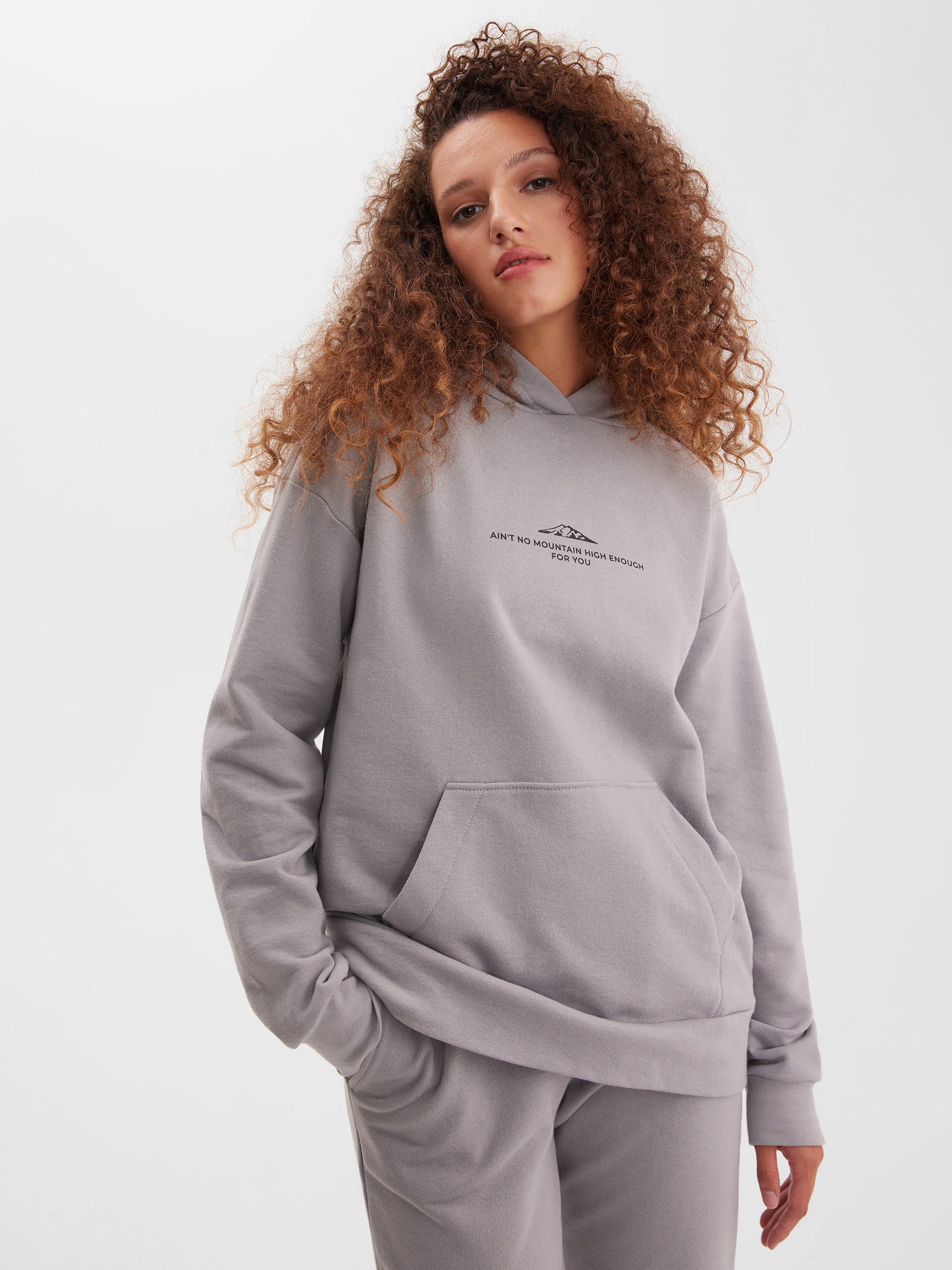 

Худи женское BARMARISKA хж-б0548 серое 60 RU, хж-б0548