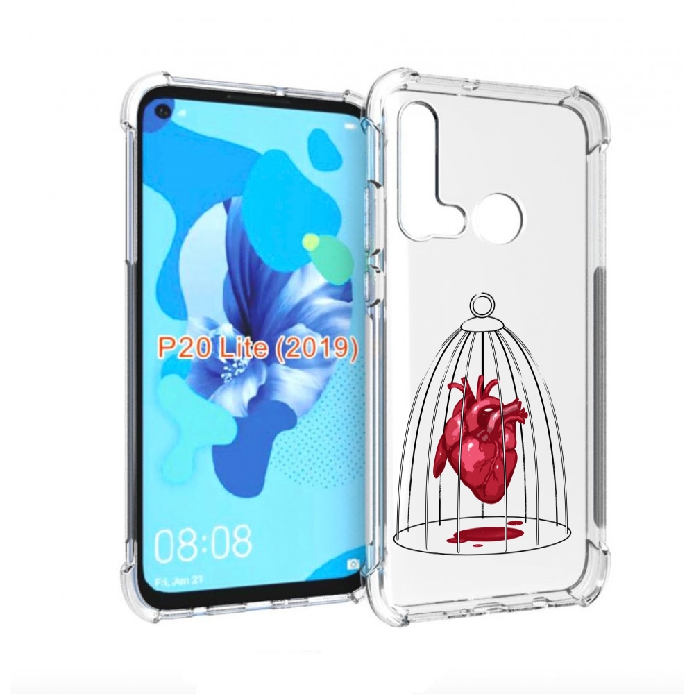 

Чехол бампер MyPads сердце в клетке для Huawei P20 Lite (2019)., Прозрачный, Tocco
