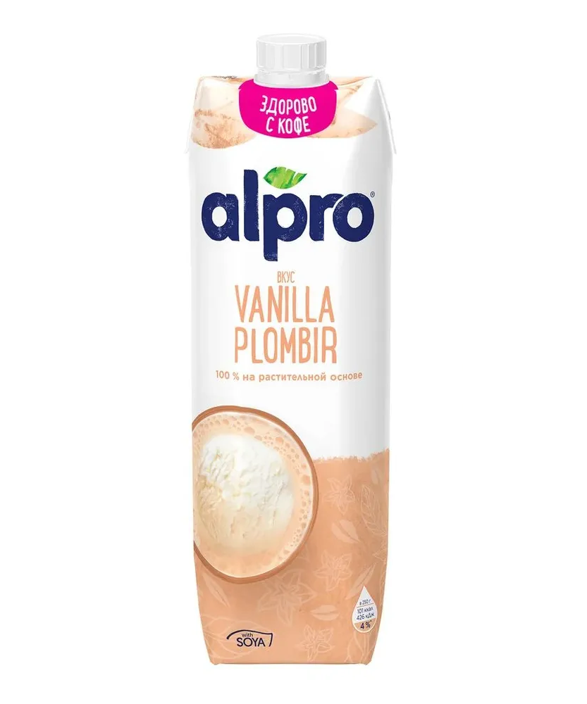 Напиток растительный Alpro соевый, со вкусом ванильного пломбира, 0,7%, 1 л