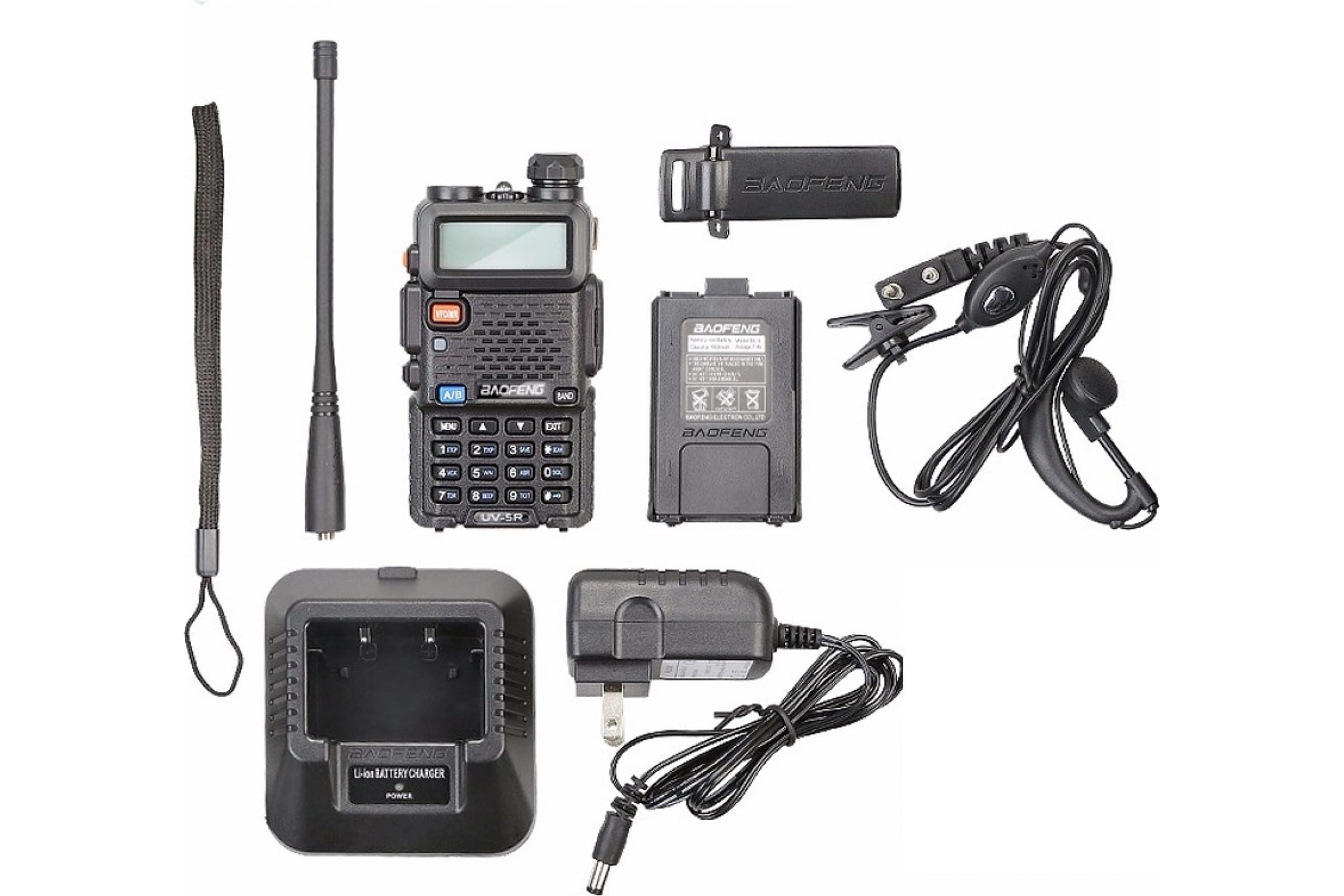 

Портативная Baofeng радиостанция UV-5R/1800мАч 136-174/400-480 МГц/127 кан./5 Вт - к, Черный