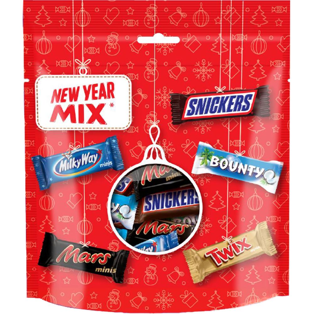 фото Шоколадные батончики и конфеты mars mix minis bag, подарочный набор, коробка, 278 гр. snickers