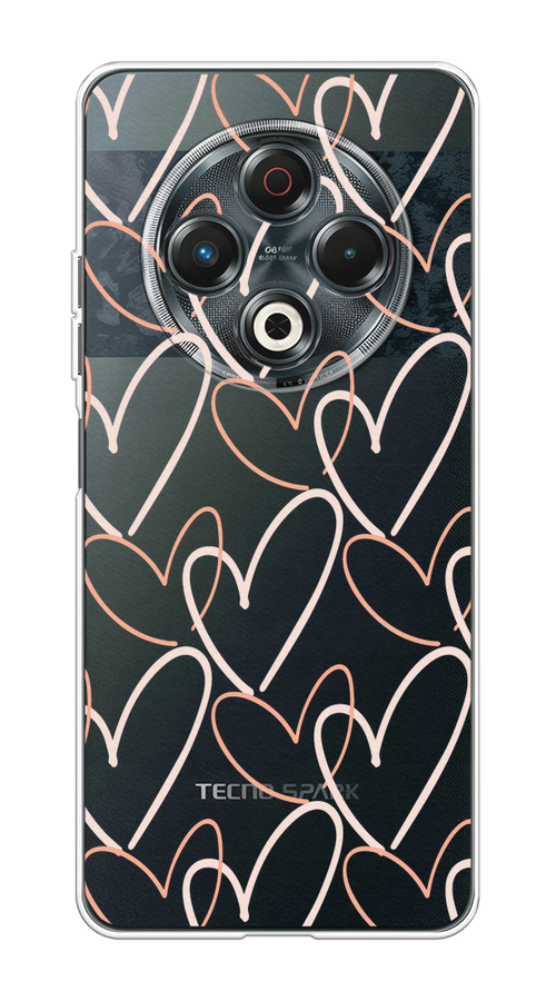 

Чехол на Tecno Spark 30 Узор из сердечек, Розовый;бежевый, 309150-1