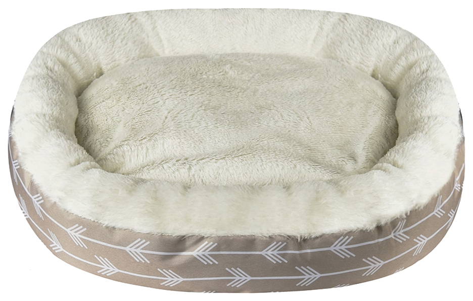 

Лежанка для собак и кошек PetshopRu полиэстер 63x63x11см белый, коричневый