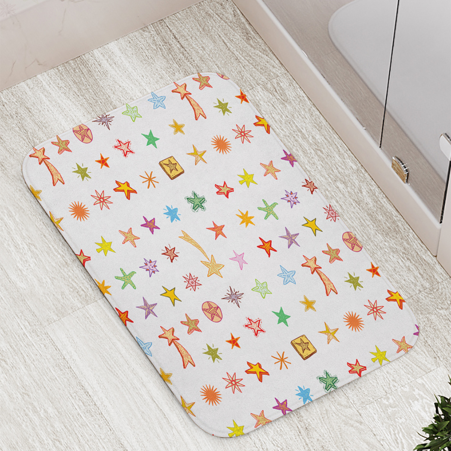

Коврик противоскользящий JoyArty "Стикеры-звезды" для ванной, сауны, бассейна, 77х52 см, Стикеры-звезды